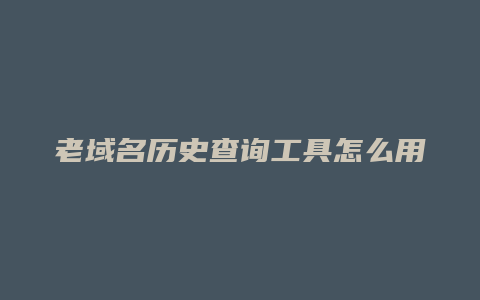 老域名历史查询工具怎么用