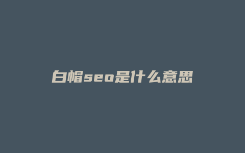 白帽seo是什么意思