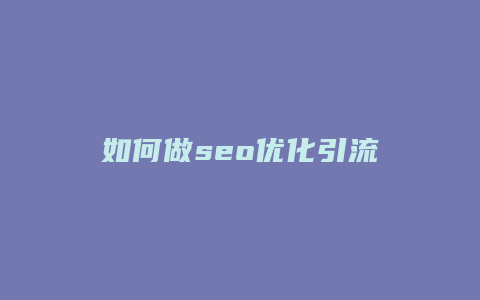 如何做seo优化引流