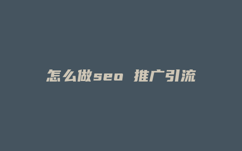 怎么做seo 推广引流