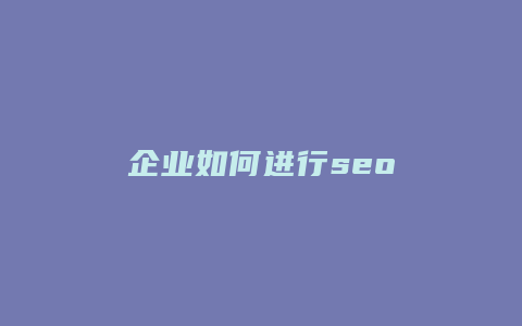 企业如何进行seo