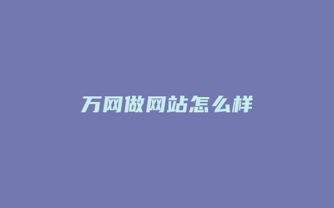 万网做网站怎么样