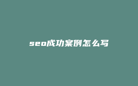 seo成功案例怎么写