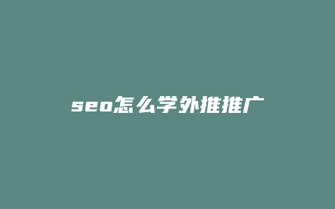 seo怎么学外推推广