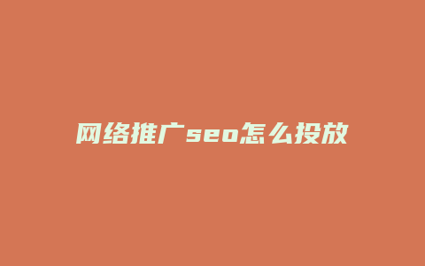 网络推广seo怎么投放