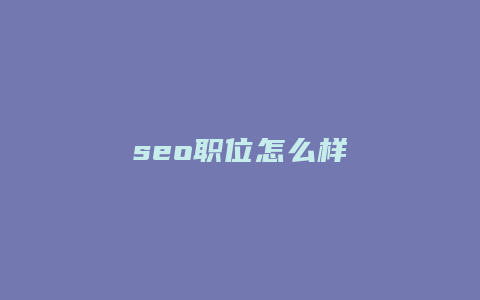 seo职位怎么样