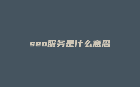 seo服务是什么意思