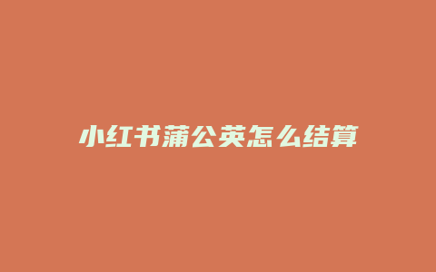 小红书蒲公英怎么结算