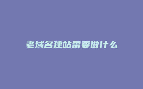 老域名建站需要做什么