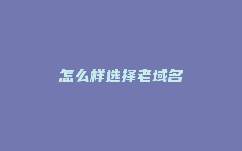 怎么样选择老域名