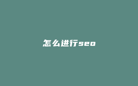 怎么进行seo