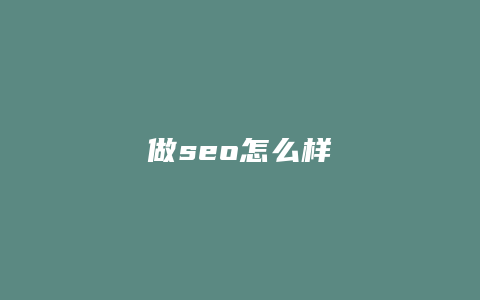 做seo怎么样