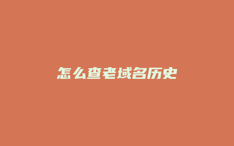 怎么查老域名历史