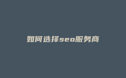 如何选择seo服务商