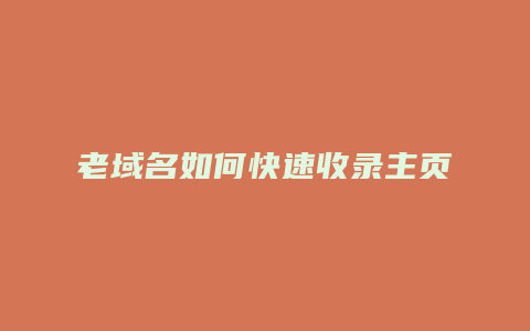 老域名如何快速收录主页