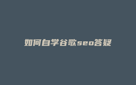 如何自学谷歌seo答疑