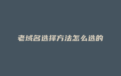 老域名选择方法怎么选的