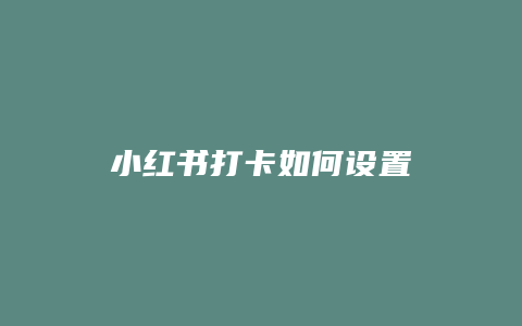 小红书打卡如何设置