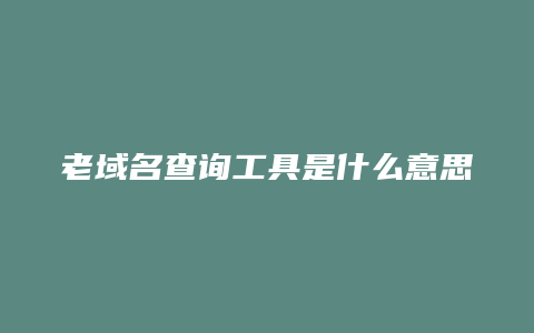 老域名查询工具是什么意思呀