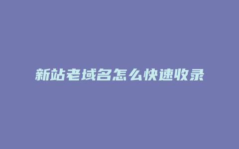 新站老域名怎么快速收录