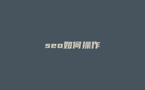 seo如何操作