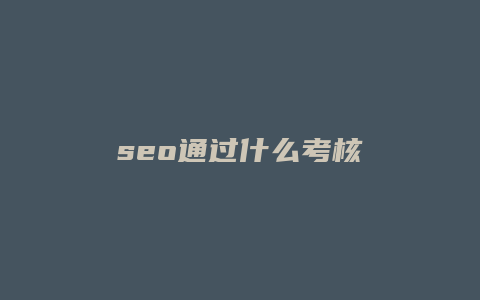 seo通过什么考核