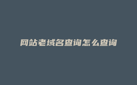 网站老域名查询怎么查询