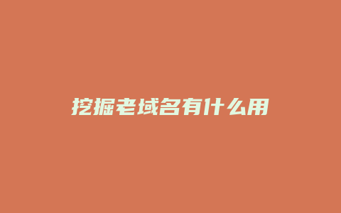 挖掘老域名有什么用