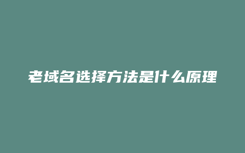 老域名选择方法是什么原理