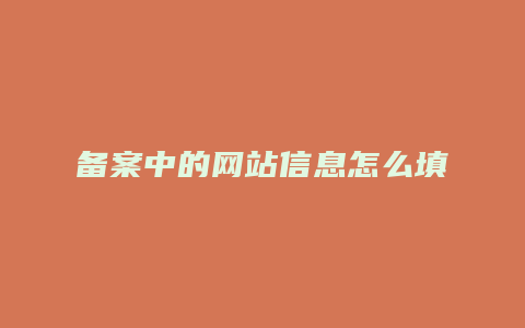 备案中的网站信息怎么填