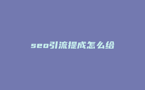 seo引流提成怎么给