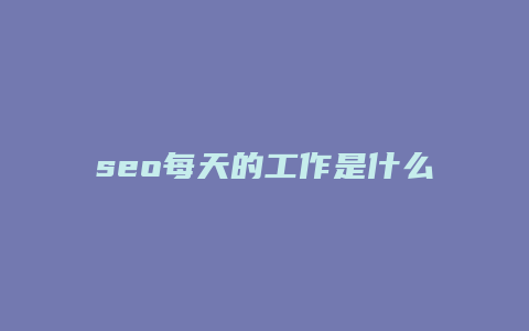 seo每天的工作是什么