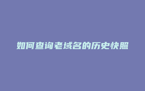 如何查询老域名的历史快照记录