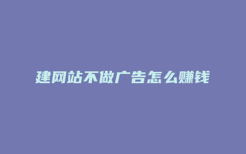 建网站不做广告怎么赚钱