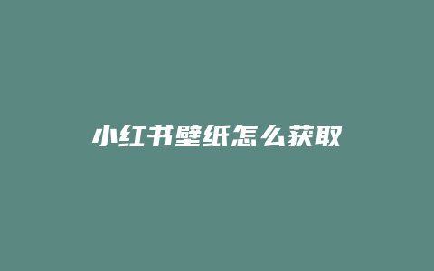 小红书壁纸怎么获取