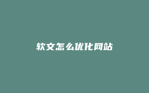 软文怎么优化网站