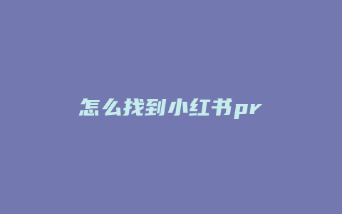 怎么找到小红书pr