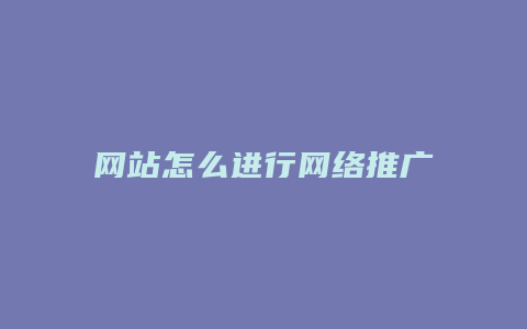 网站怎么进行网络推广