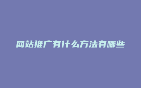 网站推广有什么方法有哪些