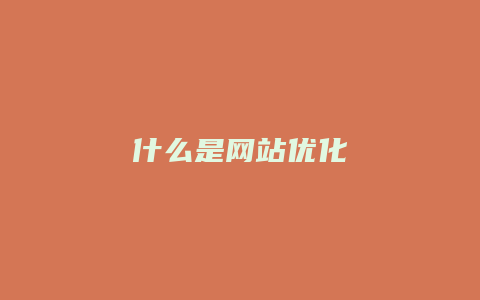 什么是网站优化