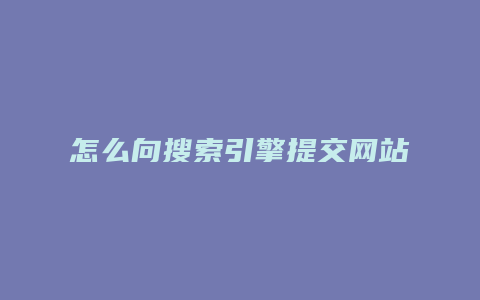 怎么向搜索引擎提交网站