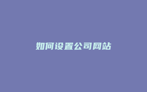 如何设置公司网站