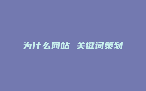 为什么网站 关键词策划