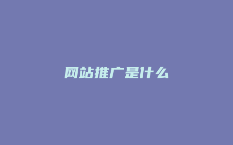 网站推广是什么