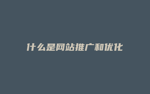 什么是网站推广和优化