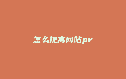 怎么提高网站pr