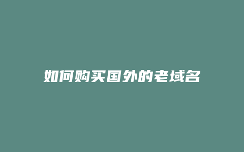 如何购买国外的老域名