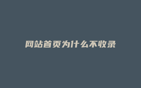 网站首页为什么不收录