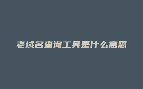 老域名查询工具是什么意思