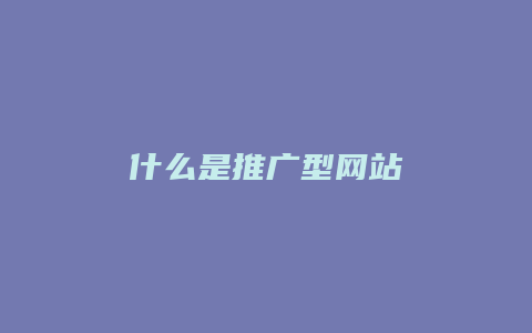 什么是推广型网站